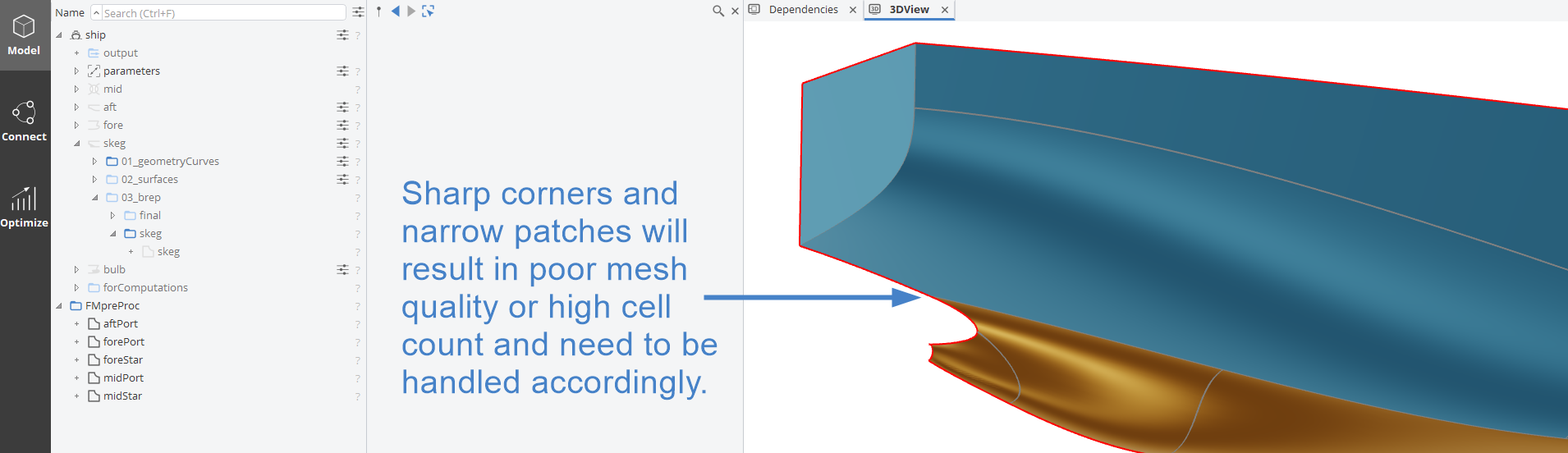 Sharp corners like this one will result in poor mesh quality if left untreated. !img_04