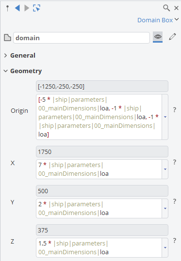 Setting up the size of the initial domain box relative to the overall length of the ship (LOA). !img_09