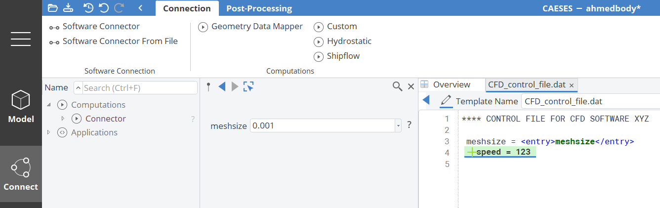 Software Connector Input Files Parameterize