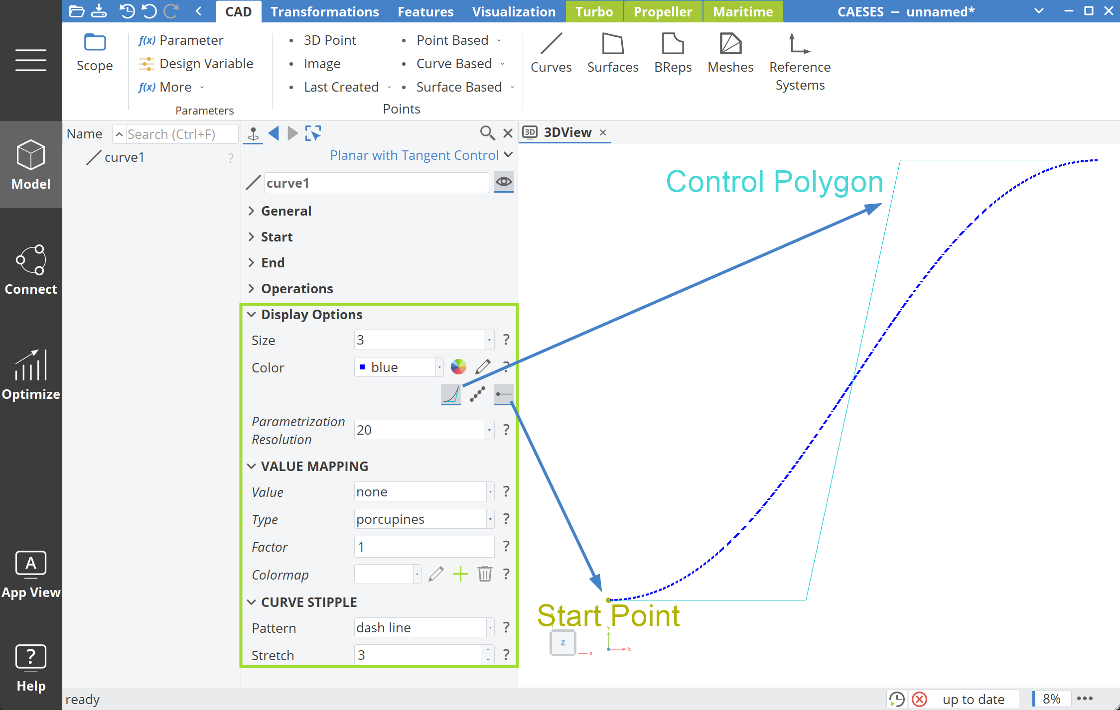 Curve Display Options