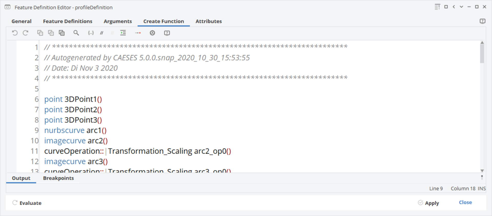 !Feature Definition Code