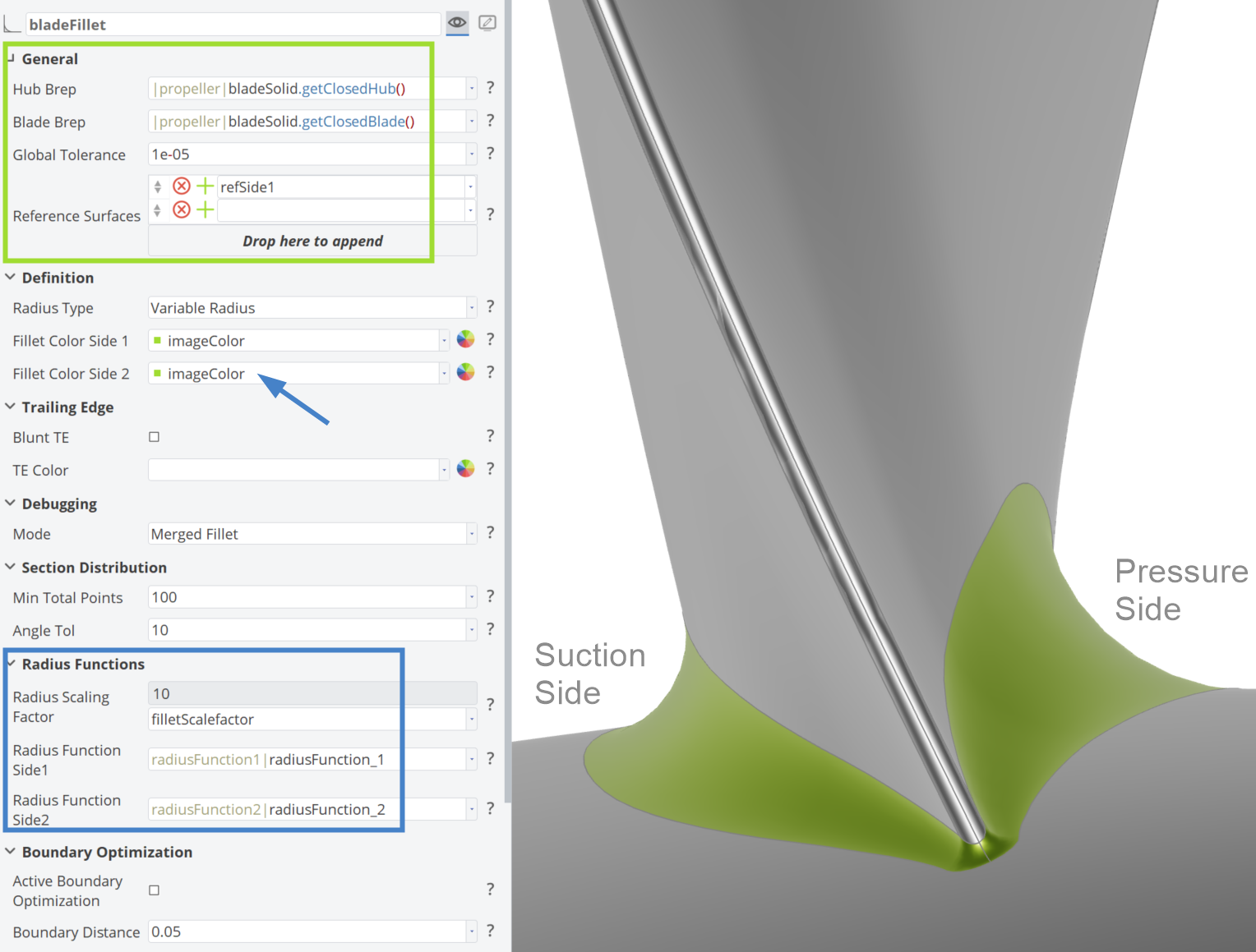Variable Fillet of the Blade