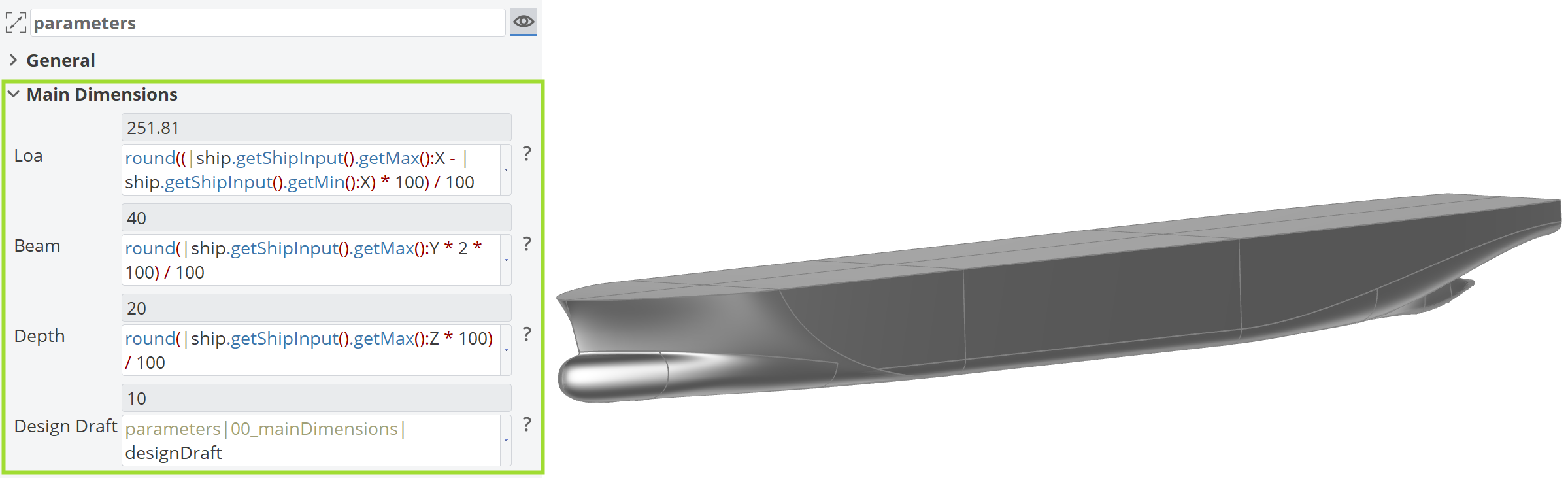 Parameters of Generic Ship Parameters of Generic Ship