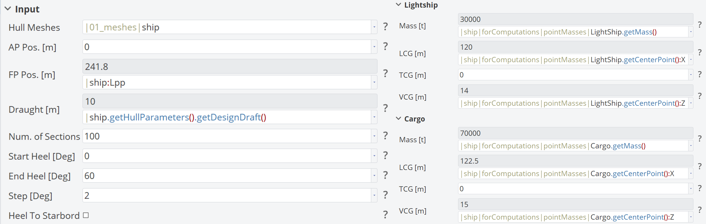 Maxsurf Stability Input