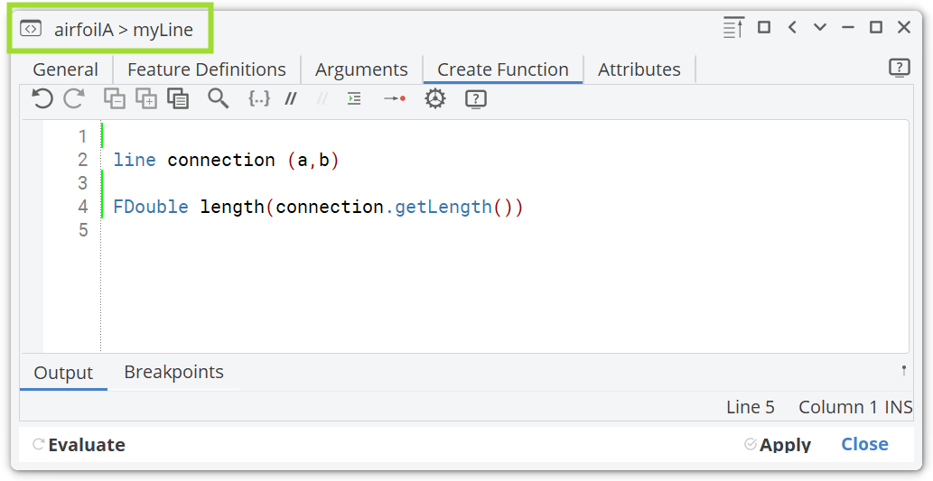 Feature Definition Nested Example