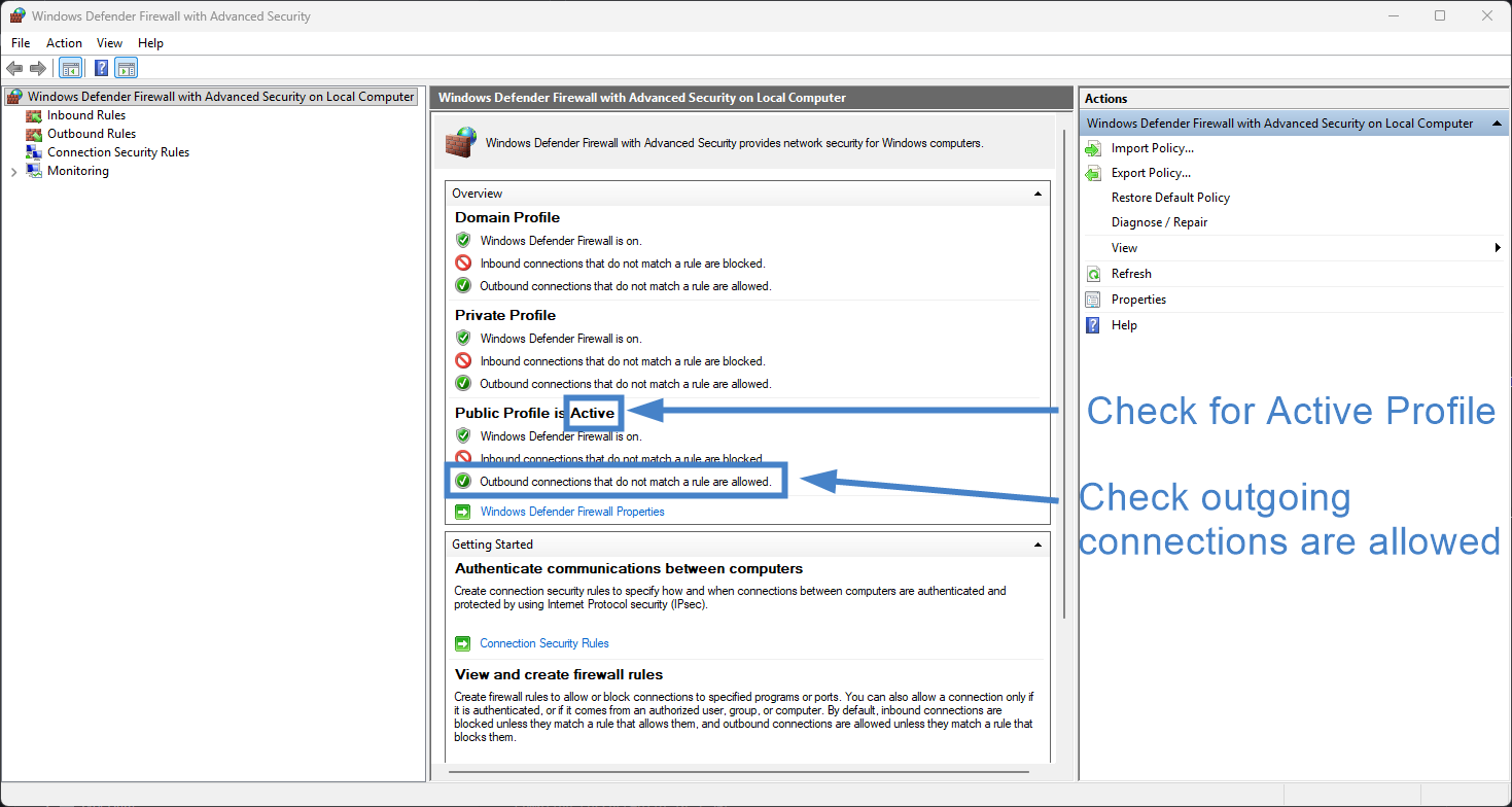 !outgoing connections