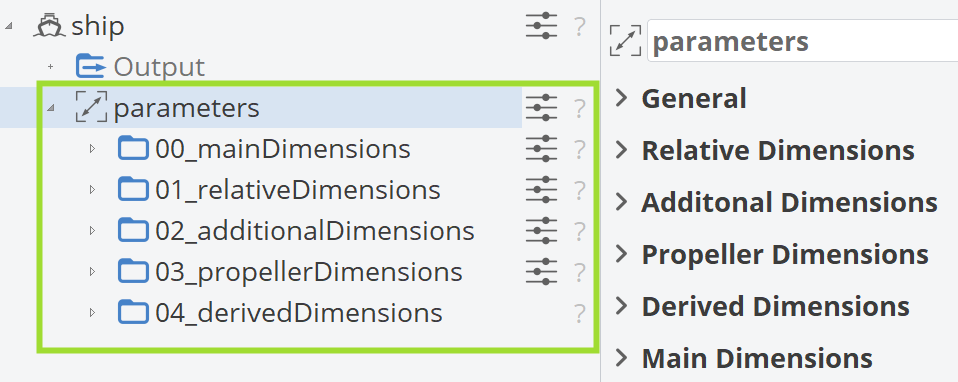 Parameters for Component-Based Ship