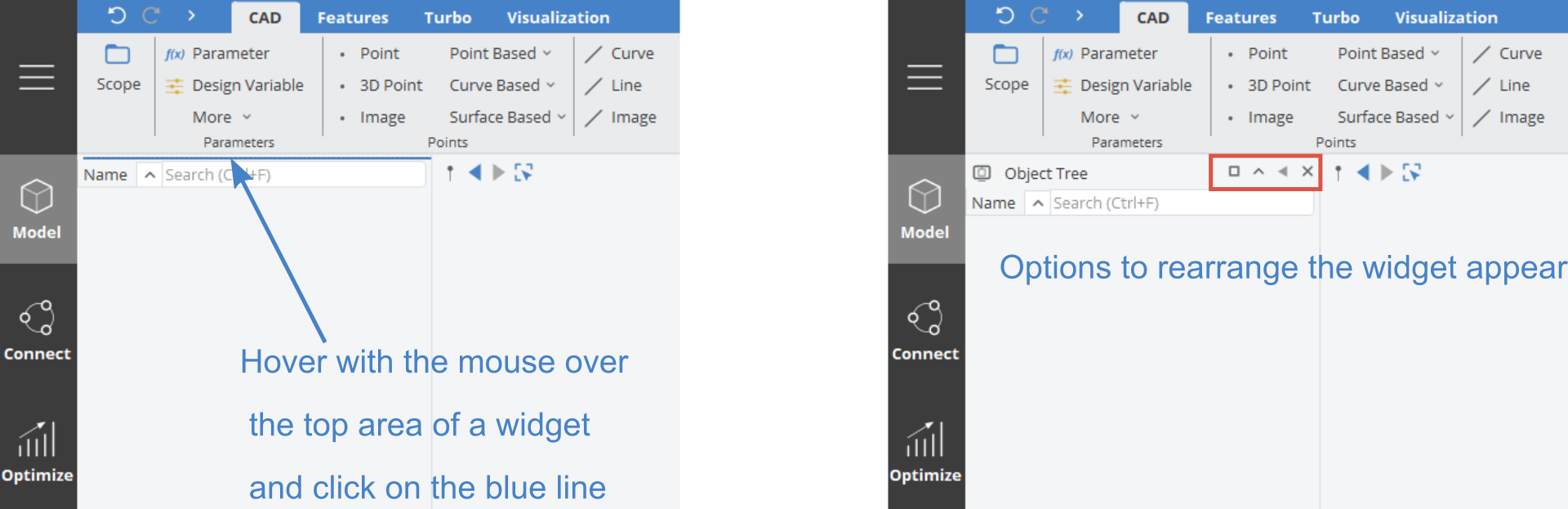 Hover over the top area of the widget to get options to rearrange it !Widgets Rearrange